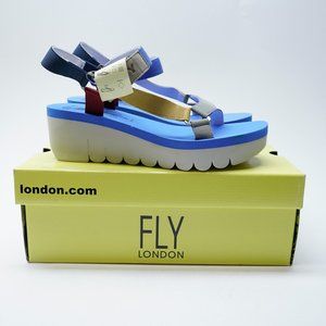 NEW FLY LONDON Womens Size 41 Cupido Multicolor Sandals Platform Chunky
